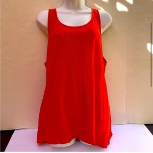 Eileen Fisher XL tank top flowy orange red pleated